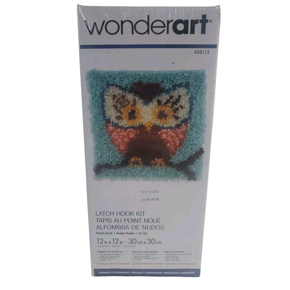 Wonderart Latch Hook Kit Hoot Hoot Owl 12x12 NIB Craft Rug Making 426112‎